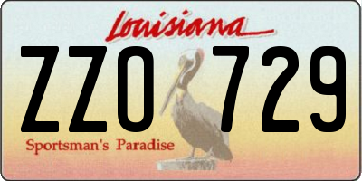LA license plate ZZO729