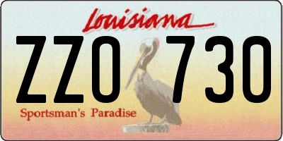 LA license plate ZZO730