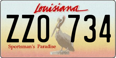 LA license plate ZZO734