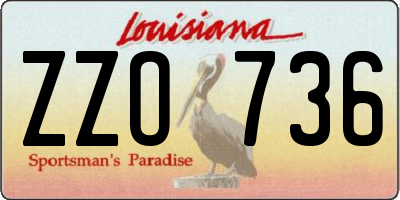 LA license plate ZZO736