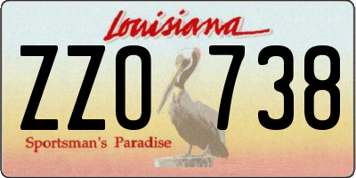 LA license plate ZZO738