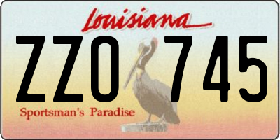 LA license plate ZZO745