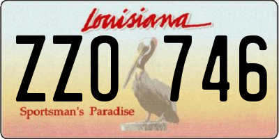 LA license plate ZZO746