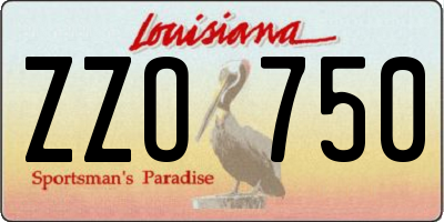 LA license plate ZZO750