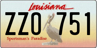 LA license plate ZZO751