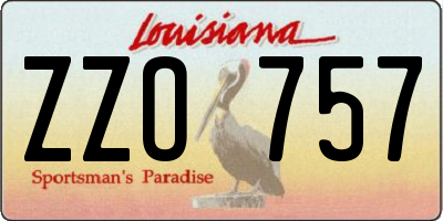 LA license plate ZZO757