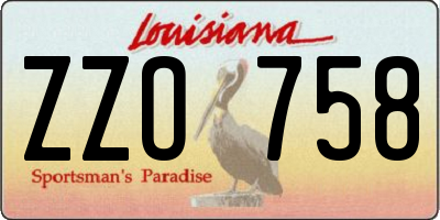 LA license plate ZZO758