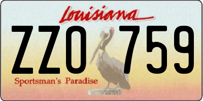 LA license plate ZZO759