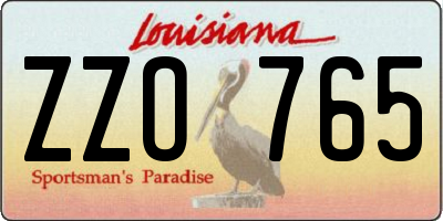 LA license plate ZZO765