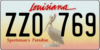 LA license plate ZZO769