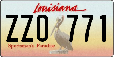 LA license plate ZZO771