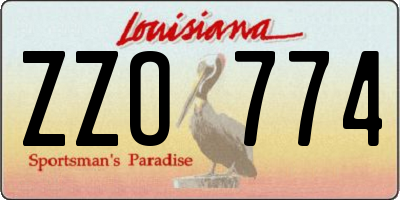 LA license plate ZZO774