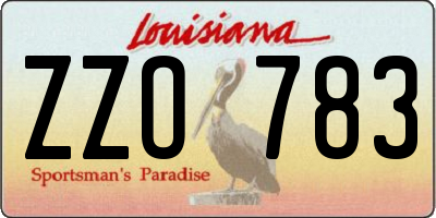 LA license plate ZZO783