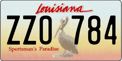 LA license plate ZZO784