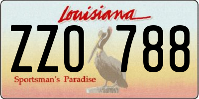 LA license plate ZZO788