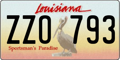 LA license plate ZZO793