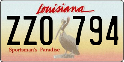 LA license plate ZZO794