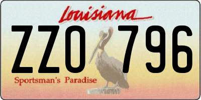 LA license plate ZZO796
