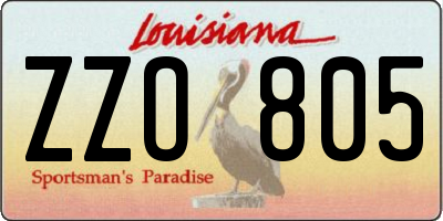 LA license plate ZZO805