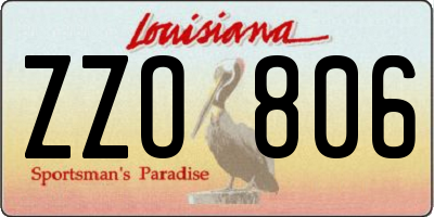 LA license plate ZZO806