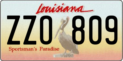 LA license plate ZZO809