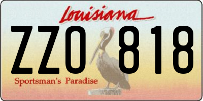 LA license plate ZZO818