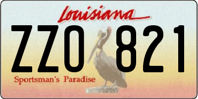 LA license plate ZZO821