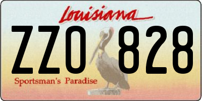 LA license plate ZZO828