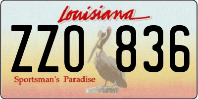 LA license plate ZZO836