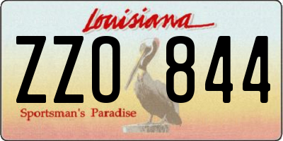LA license plate ZZO844