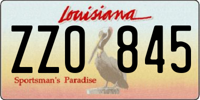 LA license plate ZZO845