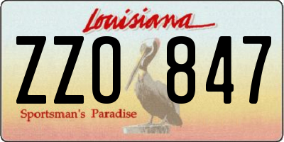 LA license plate ZZO847
