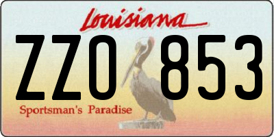 LA license plate ZZO853