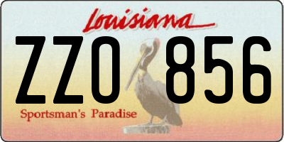 LA license plate ZZO856