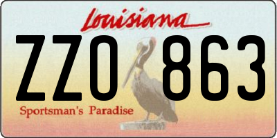 LA license plate ZZO863