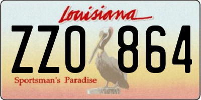 LA license plate ZZO864