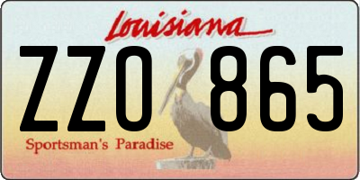 LA license plate ZZO865