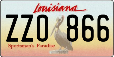 LA license plate ZZO866