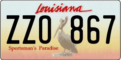 LA license plate ZZO867