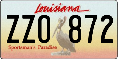 LA license plate ZZO872