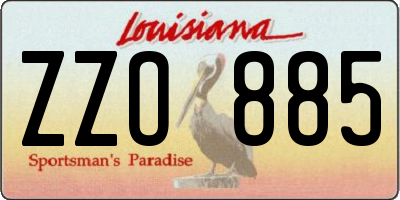 LA license plate ZZO885