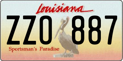 LA license plate ZZO887