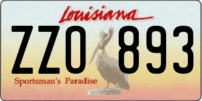 LA license plate ZZO893