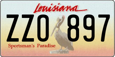 LA license plate ZZO897