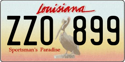 LA license plate ZZO899