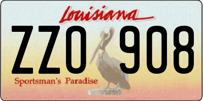 LA license plate ZZO908