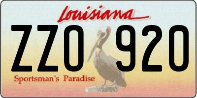 LA license plate ZZO920