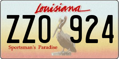 LA license plate ZZO924