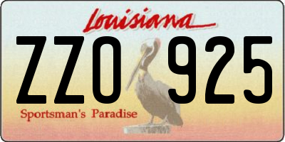 LA license plate ZZO925