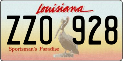LA license plate ZZO928